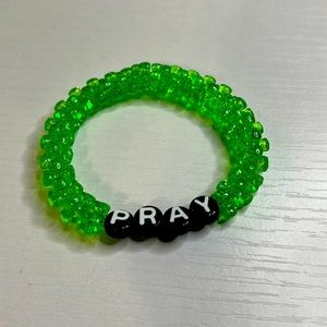 Green “Pray” Custom Bead Bracelet